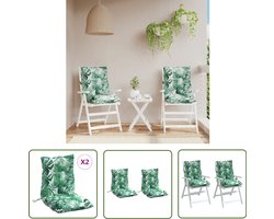 vidaXL Tuinkussens - Stoelkussens - Stoelkussens 2 st lage rug bladpatroon oxford stof - Outdoor Kussens - Lounge Kussens - Bank Kussens