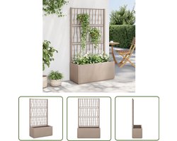 vidaXL Tuinkweek - Plantenbak - Plantenbak met latwerk 80x36x140 cm polypropeen lichtbruin - Klimop - Tomatentuin - Balkontuin