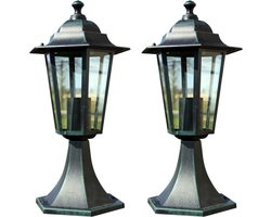 vidaXL Tuinlampen 2 st aluminium donkergroen/zwart