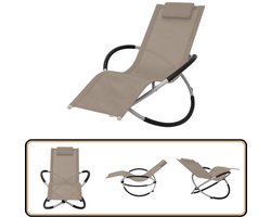 vidaXL Tuinligbed - Geometrisch Staal - Taupe - 144 cm Tuinligbed - Ligbed - Loungebed - Buitentijd - Relaxen
