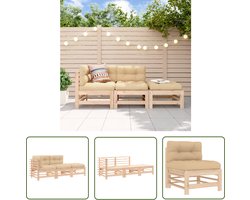 vidaXL Tuinlounge - Loungeset - 3-delige Loungeset met kussens massief hout - Teak Lounge - Houten Loungebank - Outdoor Furniture