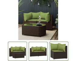 vidaXL Tuinlounge - Loungeset - 3-delige Loungeset met kussens poly rattan bruin - Lounge Set - Outdoor Furniture - Patioset