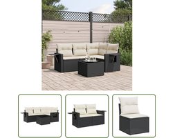 vidaXL Tuinlounge - Loungeset - 5-delige Loungeset met kussens poly rattan zwart - Lounge Set - Buitendecoratie - Patio Furniture