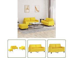 vidaXL Tuinmeubel - Loungeset - 3-delige Loungeset met kussens stof lichtgeel - Buitenset - Lounge Set - Terras Meubilair