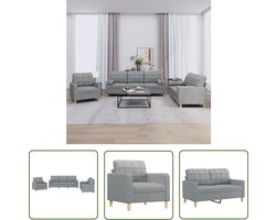 vidaXL Tuinmeubel - Loungeset - 3-delige Loungeset met kussens stof lichtgrijs - Lounge Stoffen Meubels - Loungebank - Relaxfauteuil