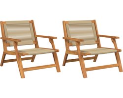 vidaXL - Tuinmeubelen - 2 - pcs - Beige - 78 - x - 67 - x - 73cm - Massief - acaciahout