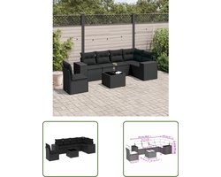 vidaXL Tuinmeubelen - Loungeset - 7-delige Loungeset met kussens poly rattan zwart - Lounge Set - Outdoor Furniture - Patio Set