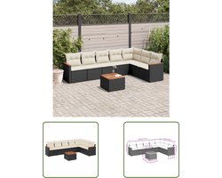 vidaXL Tuinmeubelen - Loungeset - 8-delige Loungeset met kussens poly rattan zwart - Lounge Set - Outdoor Furniture - Patio Set