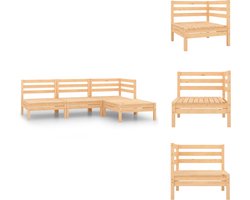 vidaXL Tuinmeubelset - Grenenhout - Hoek/middenbank- 63.5x63.5x62.5cm - Voetenbank- 63.5x63.5x28.5cm - Tuinset