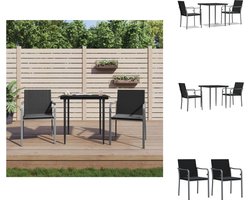 vidaXL Tuinmeubelset - PE-rattan - Zwarte stoel - Gehard glazen tafelblad - Tuinset