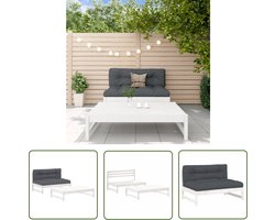 vidaXL Tuinmeubilair - Loungeset - 2-delige Loungeset met kussens massief hout wit - Lounge Set - Teak - Hout