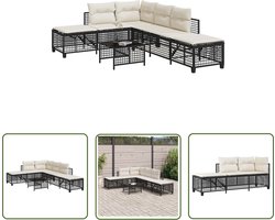 vidaXL Tuinmeubilair - Loungeset - 3-delige Loungeset met kussens poly rattan zwart - Lounge Set - Buitendecoratie - Outdoor Furniture