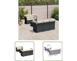 vidaXL Tuinmeubilair - Loungeset - 6-delige Loungeset met kussens poly rattan zwart - Lounge Set - Buitendecoratie - Patio Furniture