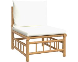 vidaXL Tuinmiddenbank - Bamboe - Inclusief Kussens Bamboetuinbank - Tuinset - Lounge Set - Buisstoel - Outdoor Furniture