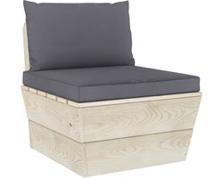 vidaXL - Tuinmiddenbank - met - kussens - pallet - geïmpregneerd - vurenhout