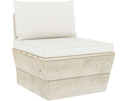 vidaXL - Tuinmiddenbank - met - kussens - pallet - geïmpregneerd - vurenhout