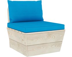 vidaXL - Tuinmiddenbank - met - kussens - pallet - geïmpregneerd - vurenhout