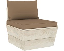 vidaXL - Tuinmiddenbank - met - kussens - pallet - geïmpregneerd - vurenhout