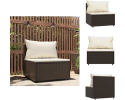 vidaXL - Tuinmiddenbank - met - kussens - poly - rattan - bruin