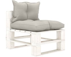 vidaXL - Tuinmiddenbank - met - taupe - kussens - pallet - hout