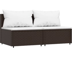 vidaXL Tuinmiddenbanken 2 st met kussens bruin Tuinbank - Lounge Bank - Outdoor Furniture - Tuinset - Patioset - Veranda Meubel - Bruine Bank - Comfortabele Stoel