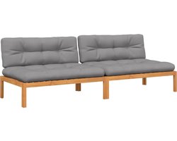 vidaXL - Tuinmiddenbanken - 2 - st - pallet - met - kussens - massief - acaciahout