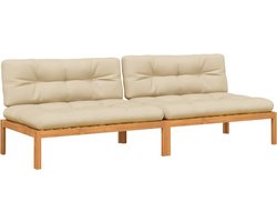 vidaXL - Tuinmiddenbanken - 2 - st - pallet - met - kussens - massief - acaciahout