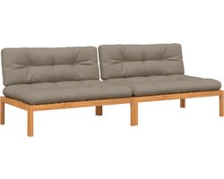 vidaXL - Tuinmiddenbanken - 2 - st - pallet - met - kussens - massief - acaciahout