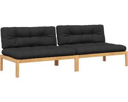 vidaXL Tuinmiddenbanken met kussens - set van 2