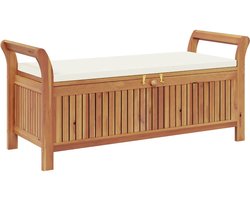 vidaXL - Tuinopbergbank - met - kussen - 126 - cm - massief - acaciahout