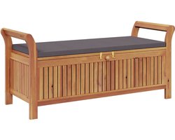vidaXL - Tuinopbergbank - met - kussen - 126 - cm - massief - acaciahout
