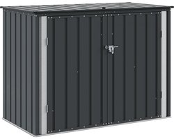 vidaXL - Tuinopslagdoos - Zwart - 151,5 - x - 82 - x - 110,5 - cm - Staal