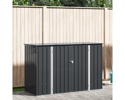 vidaXL - Tuinopslagdoos - Zwart - 214 - x - 82 - x - 132 - cm - Staal