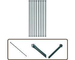 vidaXL Tuinpalen - 1 m - Metaal - Groen - 10 stuks Tuinpalen - Metal Paal - Plantensteun - Tuinaanleg - Groene Tuinpalen