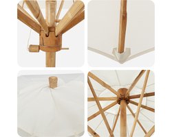 vidaXL - Tuinparasol - Crèmewit - 240 - x - 240 - x - 260 - cm - Bamboe