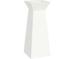 vidaXL - Tuinpillar - Plantenbak - met - Schaal - Wit - 40x40x100 - cm - Staal