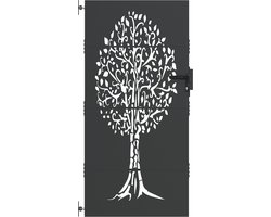 vidaXL - Tuinpoort - 85 - x - 200 - cm - Poedercoated - staal - Zwart - Vergrendelbaar