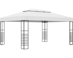 vidaXL - Tuinprieel - 4x3x2,7 - m - gepoedercoat - staal - wit