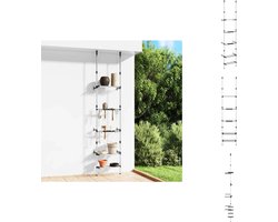 vidaXL Tuinrek - Tuinrekken - Tuingereedschapsrek - Tuingereedschap Rek - Tuinrek met 3 schappen telescopisch aluminium zilverkleurig