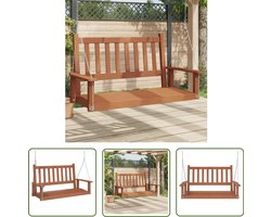 vidaXL Tuinschommel - Schommelbank - Tuinschommelbank met metalen kettingen massief vurenhout bruin - Houten Schommel - Loungebank - Outdoor Bank