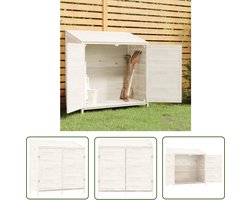 vidaXL Tuinschuren - Tuinopbergruimte - Tuinschuur 102x52x112 cm massief vurenhout wit - Houtenschuur - Buitenschuur - Garden Shed