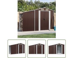 vidaXL Tuinschuren - Tuinopslag - Tuinschuur 277x93x179 cm gegalvaniseerd staal bruin - Houten Schuur - Stalen Schuur - Tuingereedschap