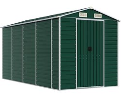 vidaXL - Tuinschuur - 191x385x198 - cm - gegalvaniseerd - staal - groen