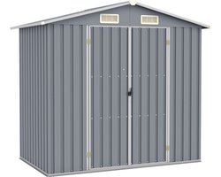 vidaXL - Tuinschuur - 205x129x183 - cm - gegalvaniseerd - staal - grijs
