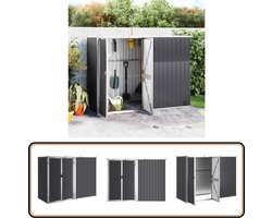 vidaXL Tuinschuur - 225x89x161 cm - Antraciet Staal Tuinschuur - Tuinberging - Houten Schuur - Opslagruimte - Gereedschapskast