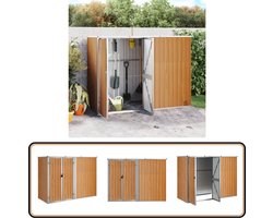 vidaXL Tuinschuur 225x89x161 cm bruin staal Tuinschuur - Tuinberging - Gereedschapsopslag - Buitenopbergplaats - Metalen Schuur