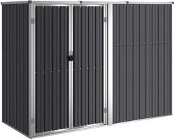 vidaXL - Tuinschuur - 225x89x161 - cm - gegalvaniseerd - staal - antracietkleurig