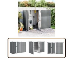 vidaXL Tuinschuur 225x89x161 cm staal grijs Tuinhuisje - Tuinschuur - Opslagruimte - Buitenschuur - Houten Schuur