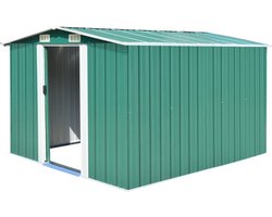 vidaXL - Tuinschuur - 257x298x178 - cm - metaal - groen