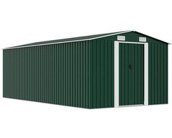 vidaXL - Tuinschuur - 257x489x181 - cm - metaal - groen